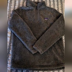 PATAGONIA gray los Gatos Sherpa fleece 1/4 zip pullover, sz kids XL